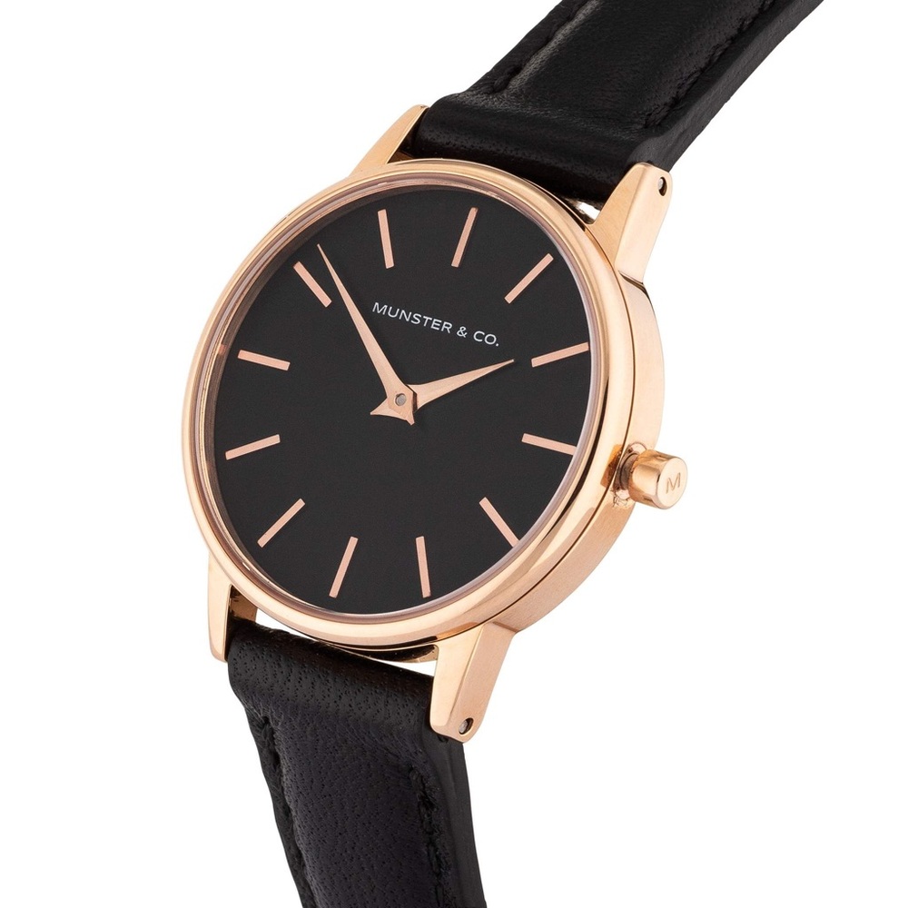 Black Munster & co leather watch with white face - Picture 2 of 2